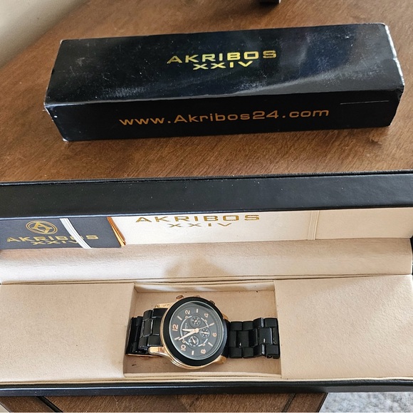 AKRIBOS XXIV MEN'S WATCH - STAINLESS STEEL - MULTIFUNCTION - AK583BKR - HEAVY - Picture 2 of 13